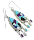 Multicolor Inlay Southwest Sterling Silver Hook Dangle Earrings RX70594