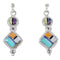 Southwest Authentic Sterling Silver Multicolor Inlay Post Dangle Earrings QX71983