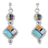 Southwest Authentic Sterling Silver Multicolor Inlay Post Dangle Earrings QX71983