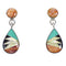 Sterling Silver Tear Drop Multicolor Inlay Post Dangle Earrings QX72161