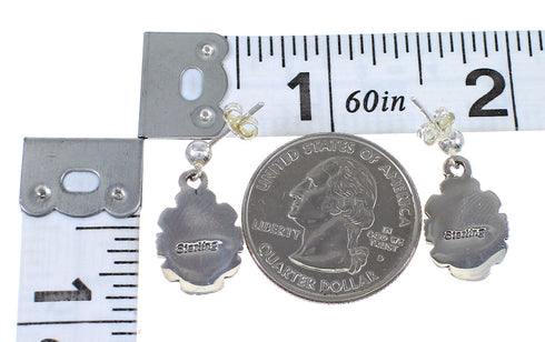 Sterling Silver Multicolor Inlay Southwestern Post Dangle Earrings QX72166