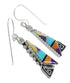 Sterling Silver Water Wave Southwest Multicolor Inlay Hook Dangle Earrings QX72176