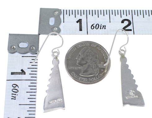 Sterling Silver Water Wave Southwest Multicolor Inlay Hook Dangle Earrings QX72176