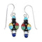 Multicolor Inlay Sterling Silver Southwest Hook Dangle Earrings QX72179