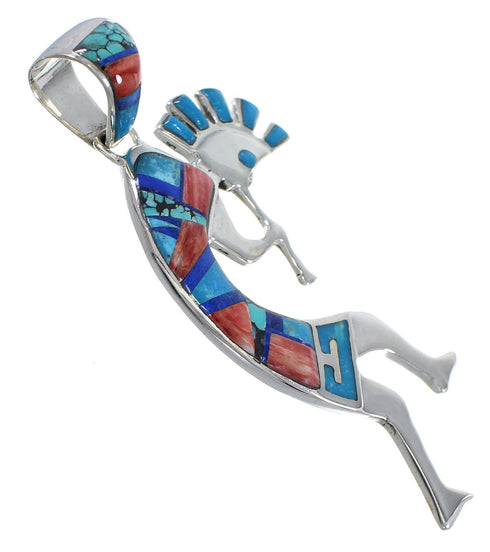 Sterling Silver Multicolor Kokopelli Pendant YX73892