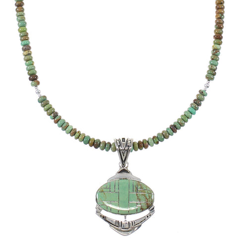 Turquoise Sterling Silver Southwest Bead Necklace Set AX77449