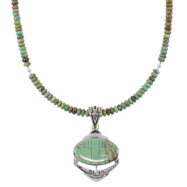 Turquoise Sterling Silver Southwest Bead Necklace Set AX77449