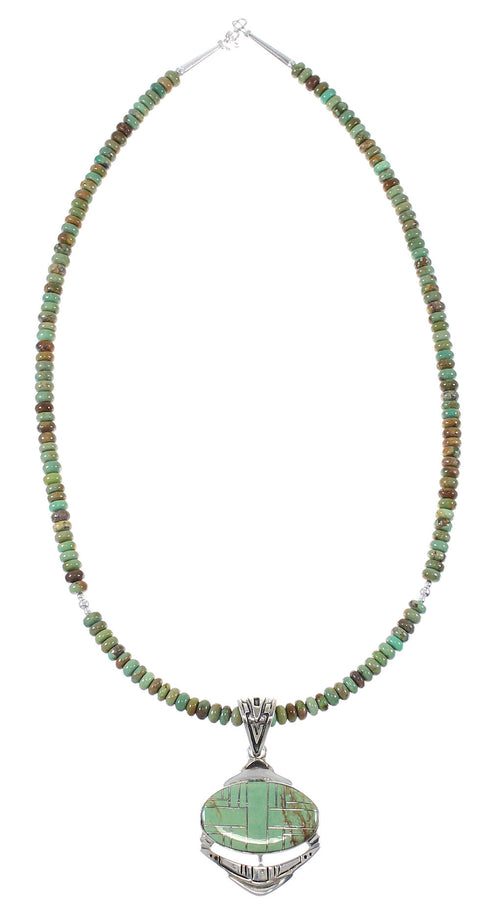 Turquoise Sterling Silver Southwest Bead Necklace Set AX77449