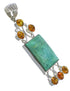 Amber Turquoise Silver Pendant YX77197