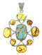 Southwestern #8 Turquoise Amber Sterling Silver Pendant YX77218