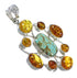 Southwestern #8 Turquoise Amber Sterling Silver Pendant YX77218