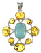 Southwest Silver #8 Turquoise Amber Pendant YX77219