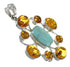 Southwest Silver #8 Turquoise Amber Pendant YX77219