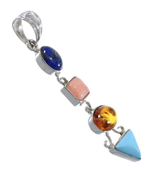 Southwest Multicolor Sterling Silver Pendant QX77265