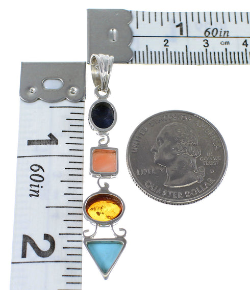 Southwest Multicolor Sterling Silver Pendant QX77265
