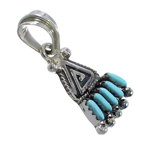 Sterling Silver Turquoise Needlepoint Water Wave Pendant AX78428