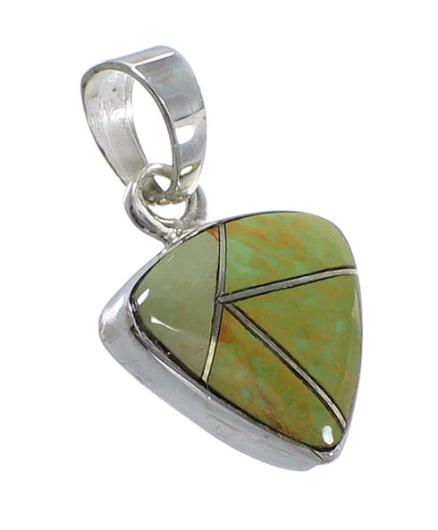 Authentic Sterling Silver Southwest Turquoise Inlay Slide Pendant AX78751