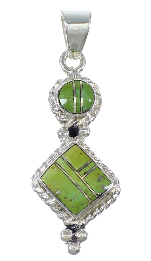 Turquoise Silver Southwestern Jewelry Slide Pendant AX79069
