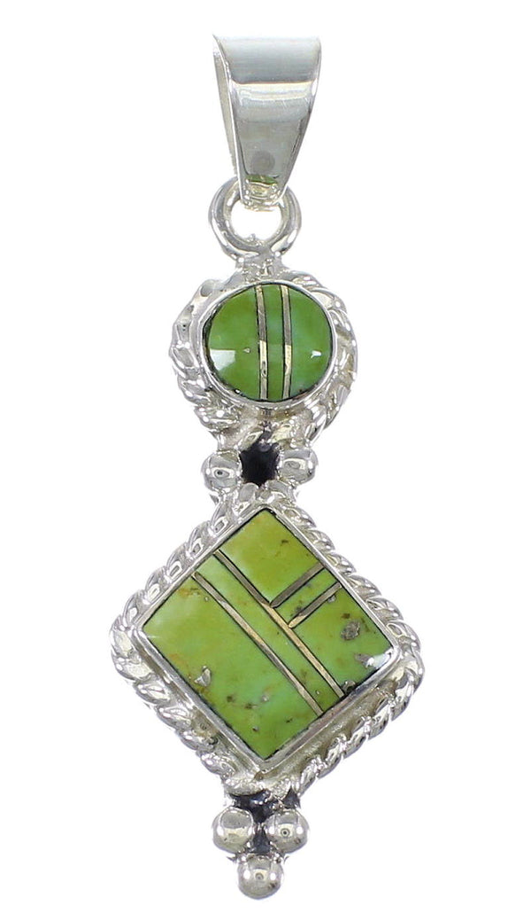 Turquoise Silver Southwestern Jewelry Slide Pendant AX79069