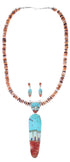 Multicolor Native American Village Pendant And Bead Necklace Set WX77553