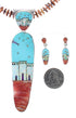 Multicolor Native American Village Pendant And Bead Necklace Set WX77553