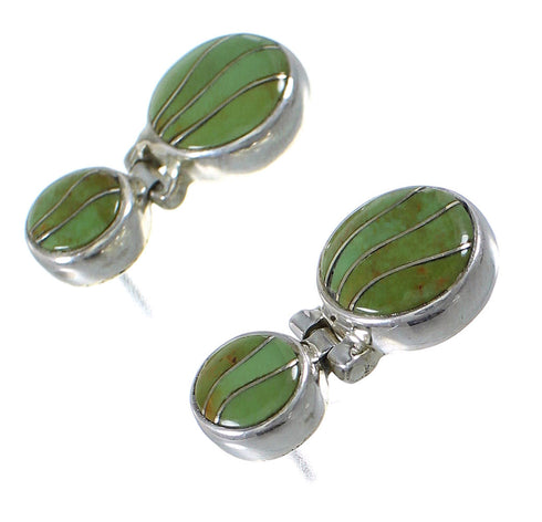 Genuine Sterling Silver Southwestern Turquoise Post Dangle Earrings UX75722