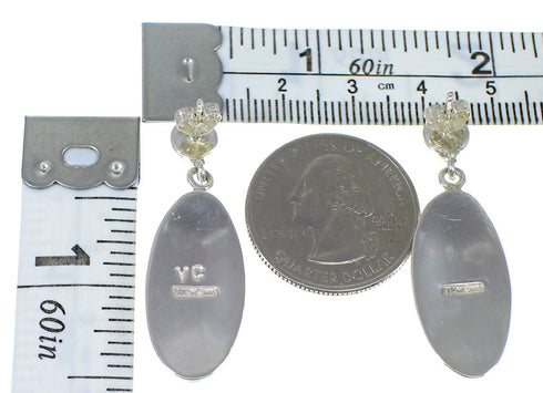 Turquoise Inlay Genuine Sterling Silver Post Dangle Earrings UX75739