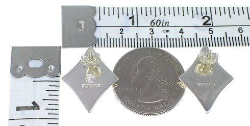 Turquoise Inlay Genuine Sterling Silver Post Earrings UX75789