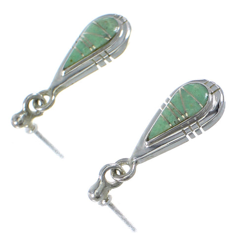 Silver Turquoise Inlay Tear Drop Post Dangle Earrings UX75849