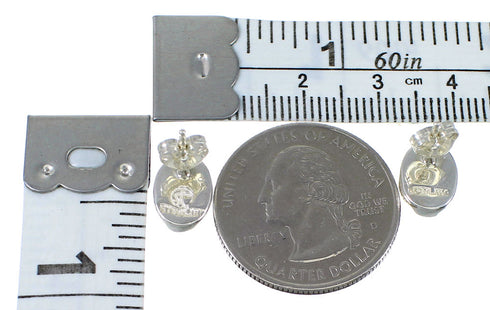 Jet And Mother Of Pearl Southwest Silver Post Earrings QX75461