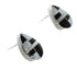 Tear Drop Jet And Mother Of Pearl Southwest Silver Post Earrings QX75463