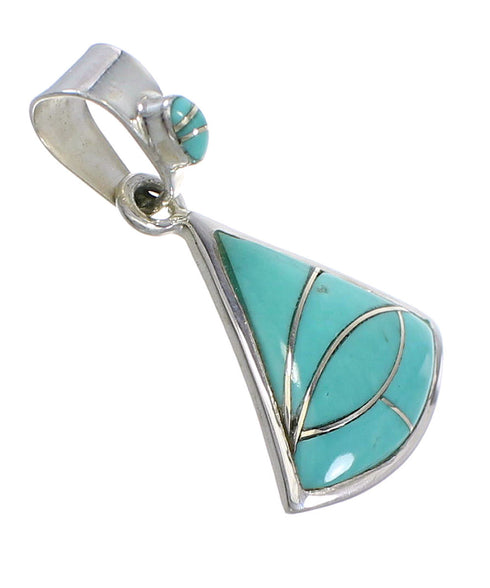 Authentic Sterling Silver And Turquoise Inlay Pendant RX77056
