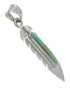 Southwestern Turquoise Feather Silver Pendant QX76971