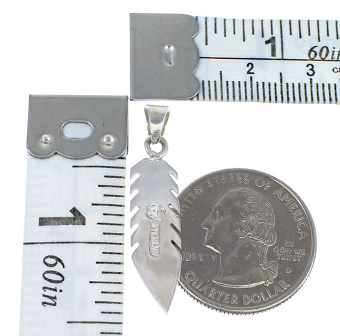 Southwestern Turquoise Feather Silver Pendant QX76971