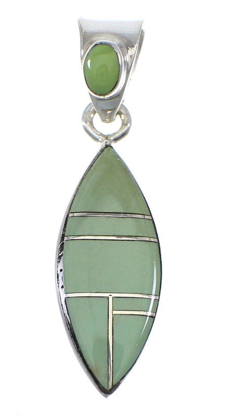 Turquoise Inlay Authentic Sterling Silver Pendant RX77149