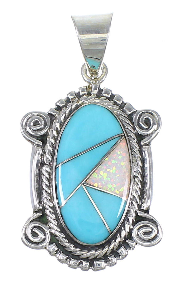 Turquoise Opal Southwest Authentic Sterling Silver Pendant AX76532