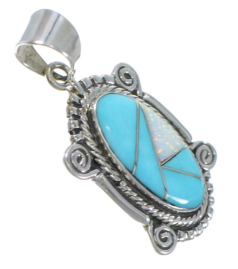 Turquoise Opal Southwest Authentic Sterling Silver Pendant AX76532