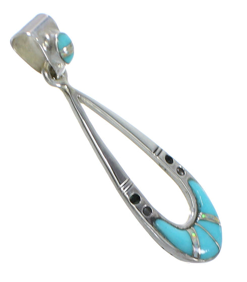 Turquoise Opal Southwestern Authentic Sterling Silver Pendant AX76534