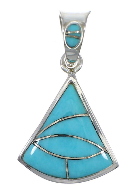 Southwestern Silver Turquoise Inlay Pendant QX77396