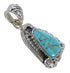 Silver Southwestern Flower Turquoise Inlay Pendant QX77414