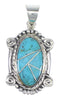 Turquoise Inlay Southwestern Silver Pendant QX77460
