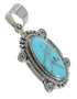 Turquoise Inlay Southwestern Sterling Silver Pendant QX77463