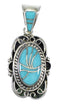 Turquoise Inlay Southwestern Authentic Sterling Silver Pendant QX77467
