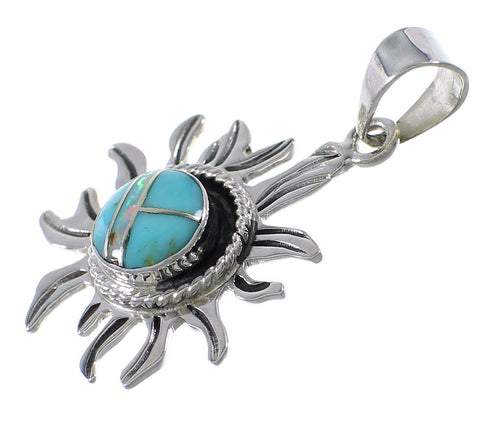 Southwest Sterling Silver Turquoise And Opal Sun Pendant UX75590
