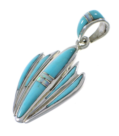 Southwestern Sterling Silver Turquoise And Opal Inlay Pendant UX75659