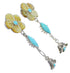 Southwest Turquoise And Yellow Mother Of Pearl Flower Silver Post Dangle Earrings WX76314