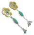 Southwestern Turquoise And Yellow Mother Of Pearl Flower Silver Post Dangle Earrings WX76322