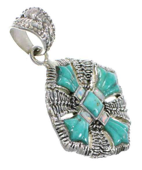 Turquoise Opal And Sterling Silver Pendant YX75564