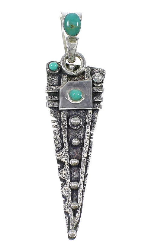 Sterling Silver And Turquoise Southwest Pendant YX75663
