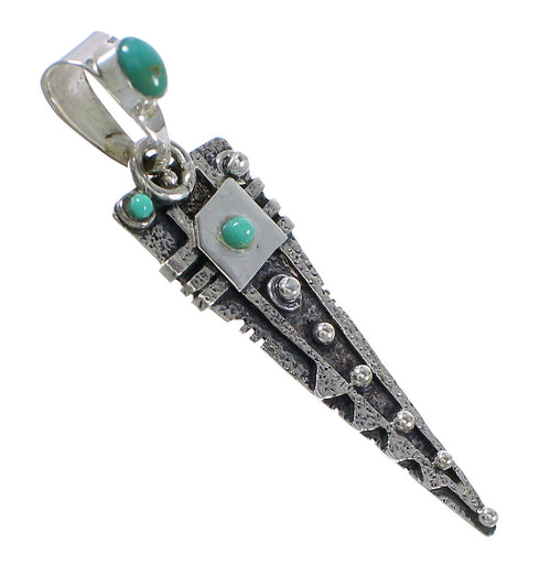 Sterling Silver And Turquoise Southwest Pendant YX75663